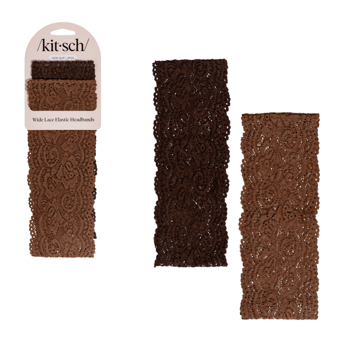 Wide Lace Elastic Headbands 2pc Set