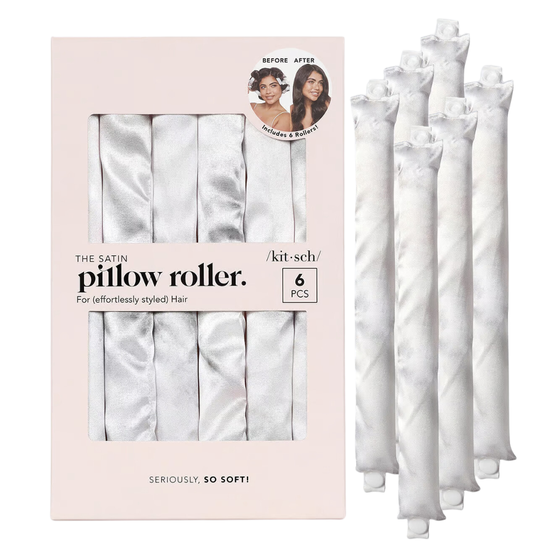 Satin Heatless Pillow Rollers 6pc- Soft Marble