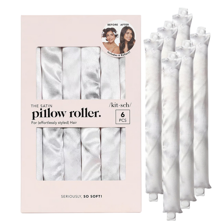 Satin Heatless Pillow Rollers 6pc- Soft Marble