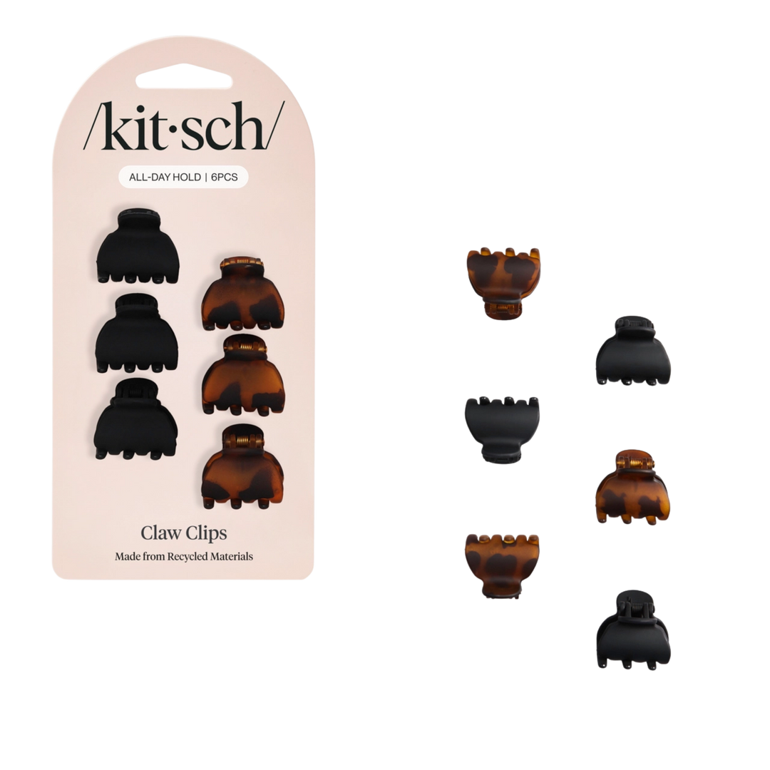 Recycled Plastic X-Small Claw Clips 6pc - Black & Tort