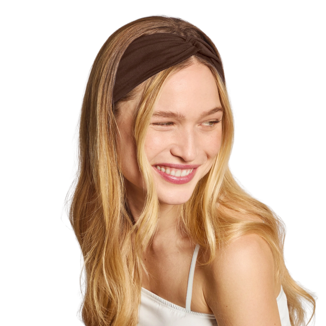 Recycled Fabric Wide Twist Headbands 2pc Set - Rosewood