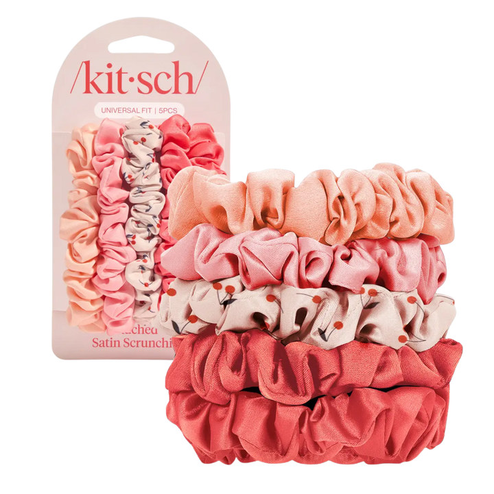 Ruched Satin Scrunchies 5pc Set