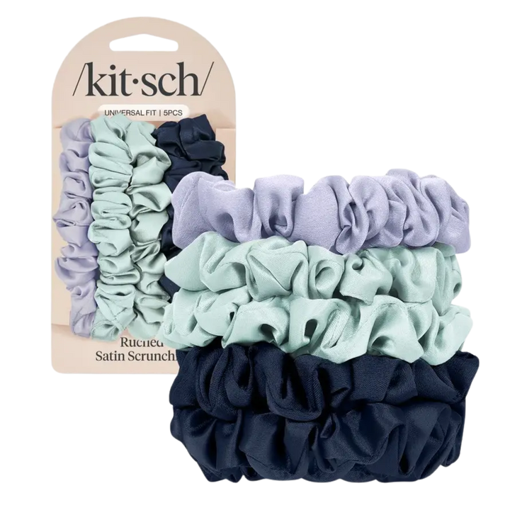 Ruched Satin Scrunchies 5pc Set
