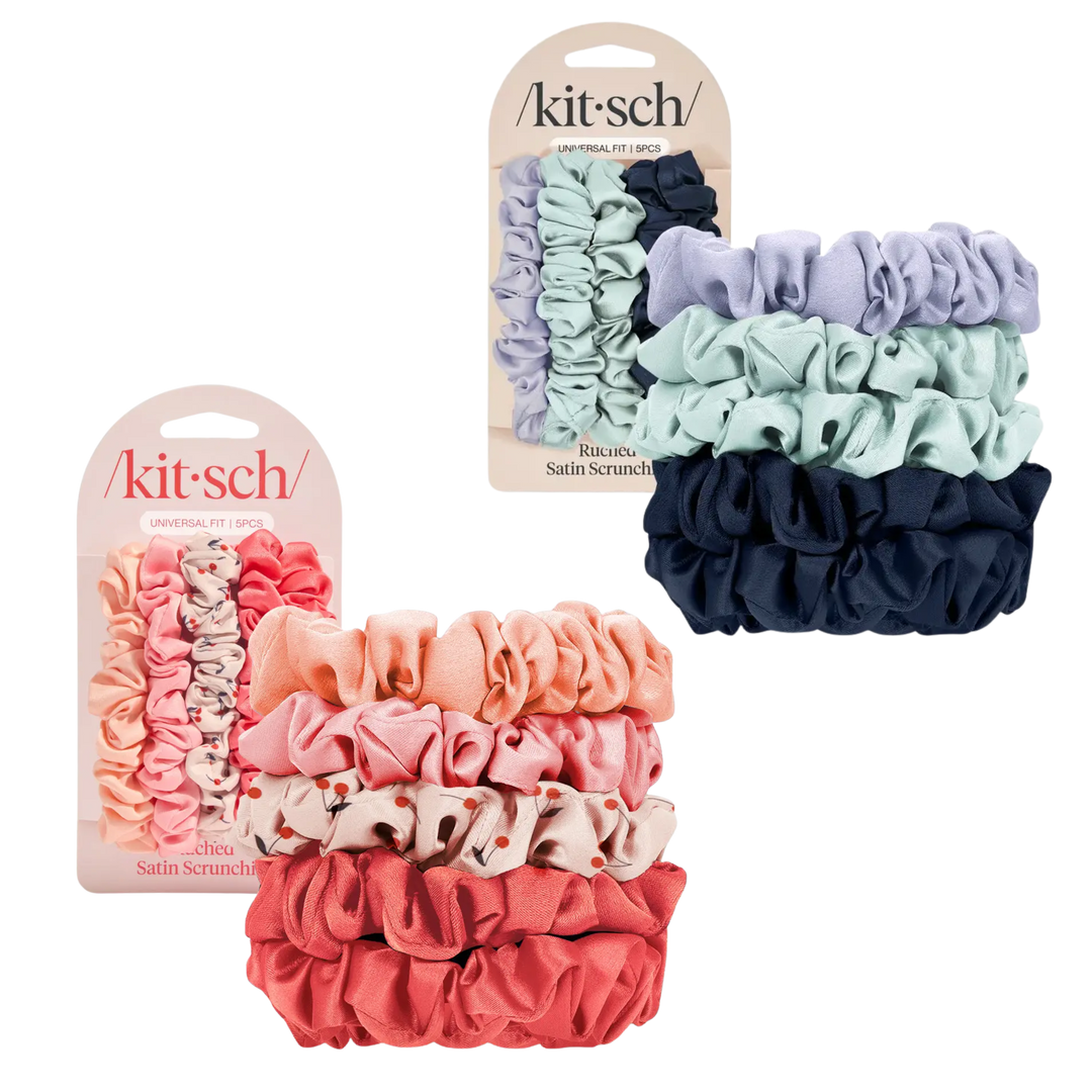 Ruched Satin Scrunchies 5pc Set