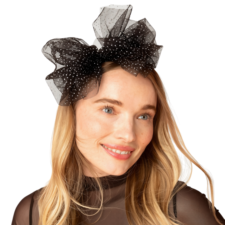 Glitter Tulle Headband - Black