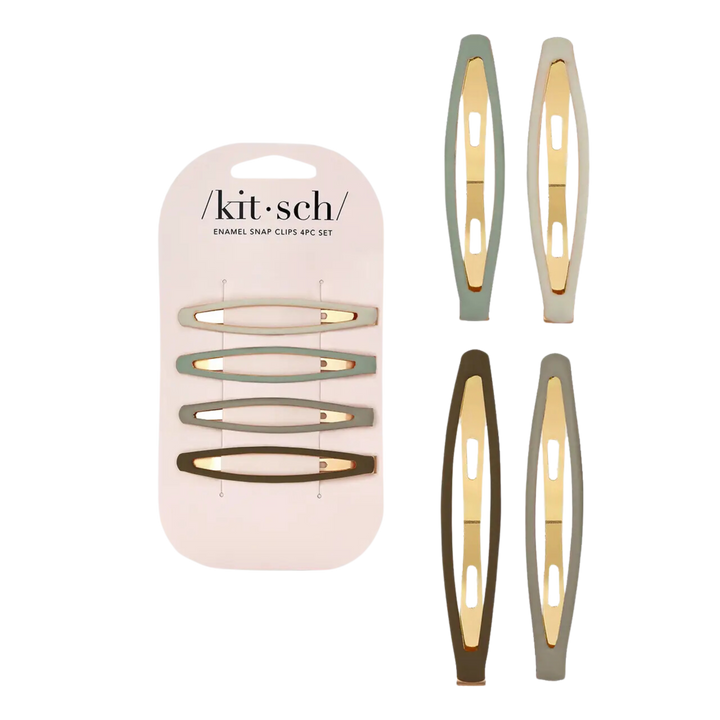 Enamel Elongated Snap Clips 4pc - Eucalyptus