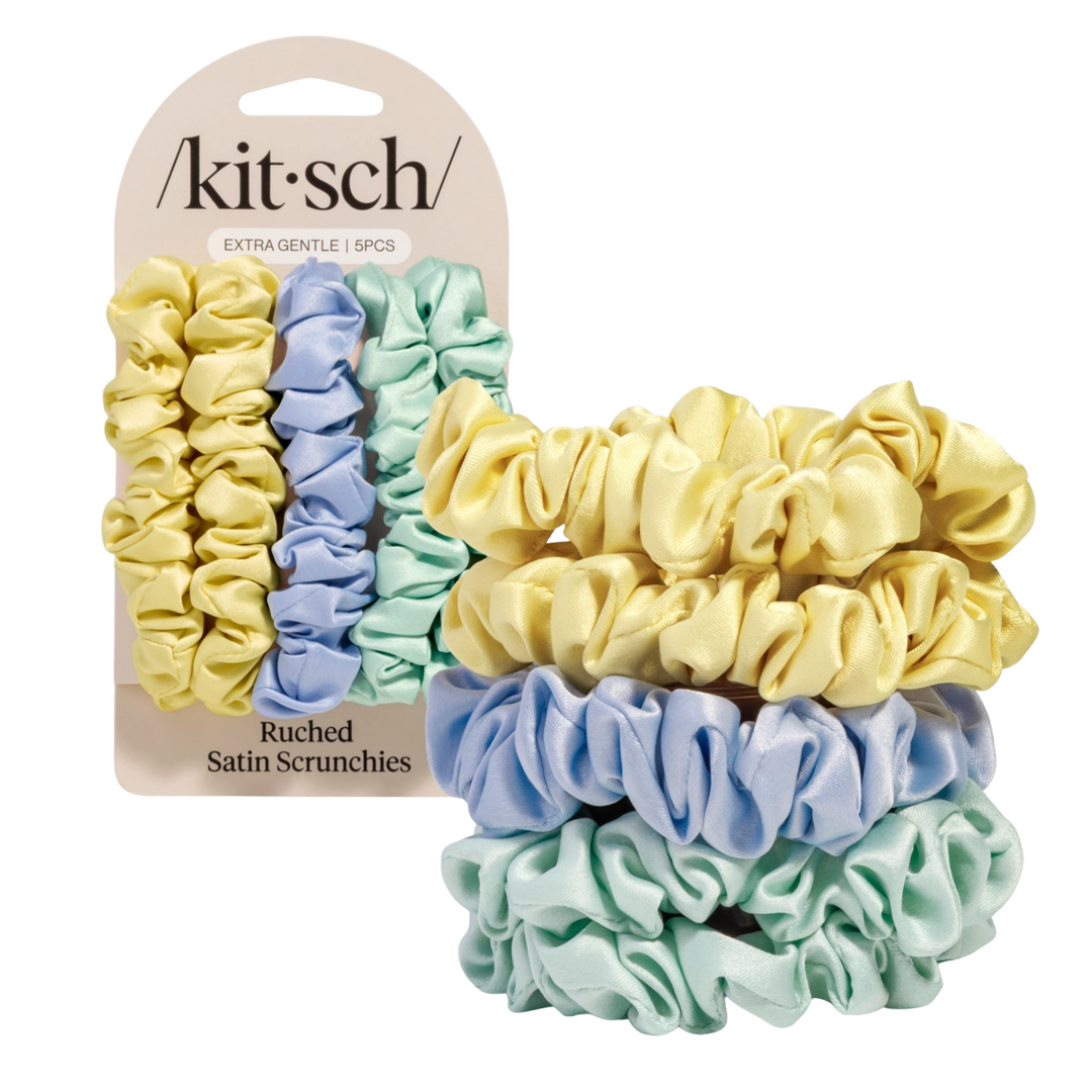 Ruched Satin Scrunchies 5pc Set