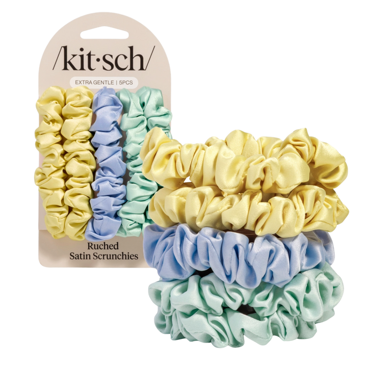 Ruched Satin Scrunchies 5pc Set