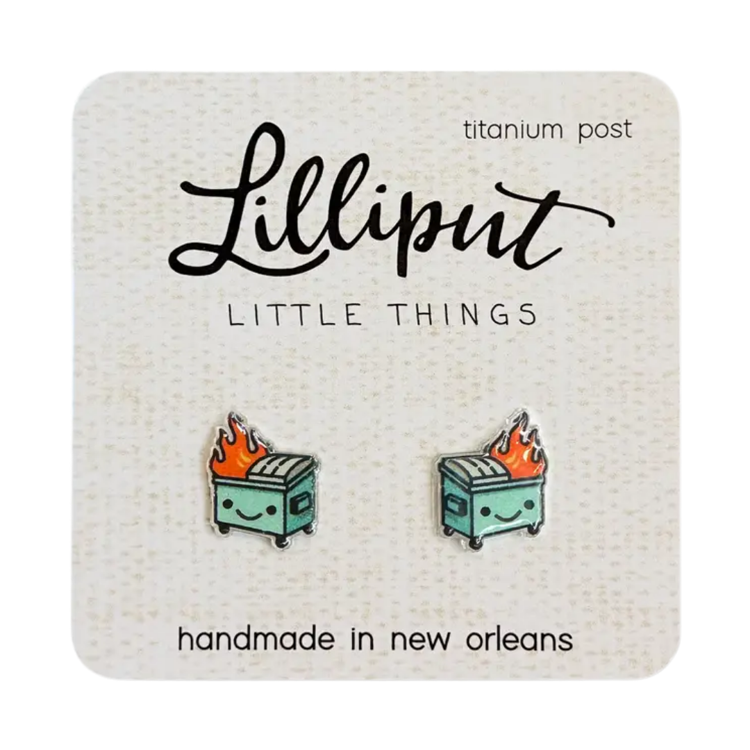 Kawaii Dumpster Fire Earrings