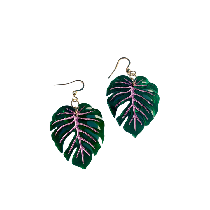 Mini Monstera Earrings