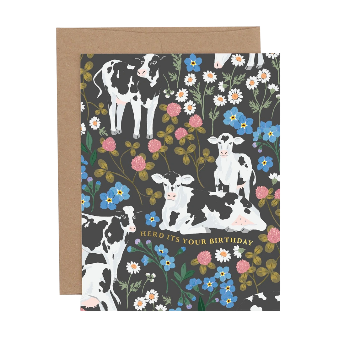 "Herd It's Your Birthday" Cow Greeting Card