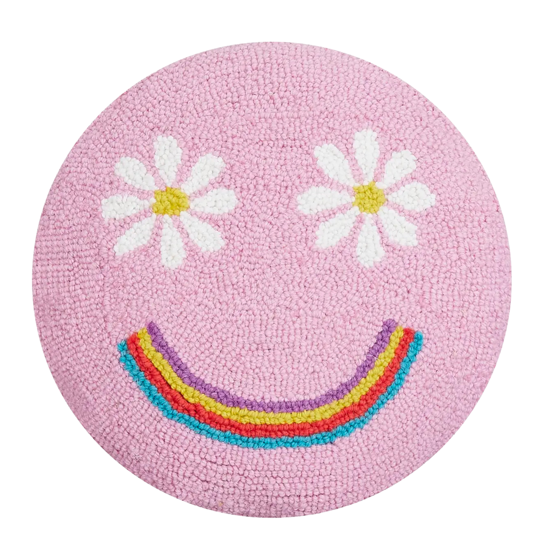 Rainbow Smiley Face Round Hook Pillow