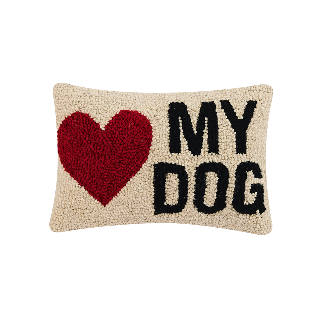 I Heart My Dog I love my Dog Hook Rug Pillow