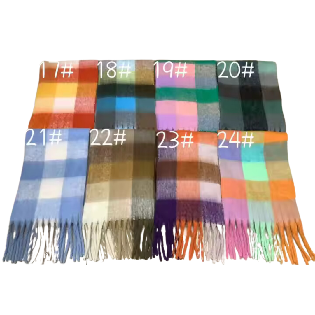 New Plaid Blanket Scarf Cozy Soft Long with Fringe