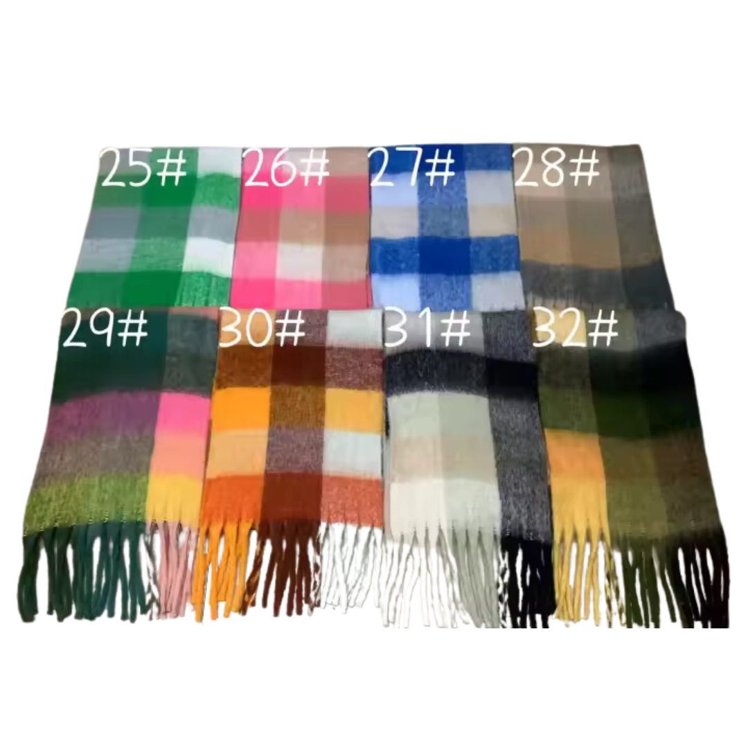 New Plaid Blanket Scarf Cozy Soft Long with Fringe