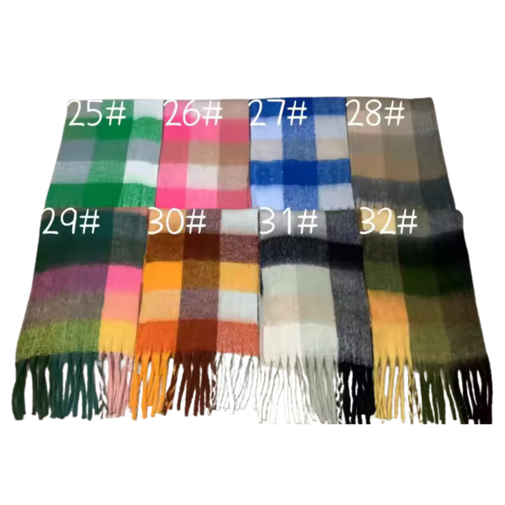 New Plaid Blanket Scarf Cozy Soft Long with Fringe