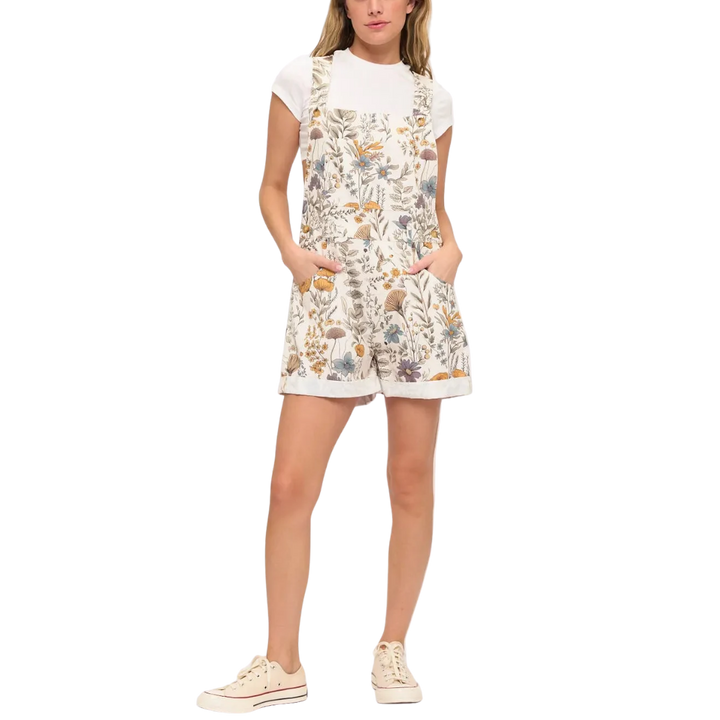 Vintage Floral Sketch Shortalls