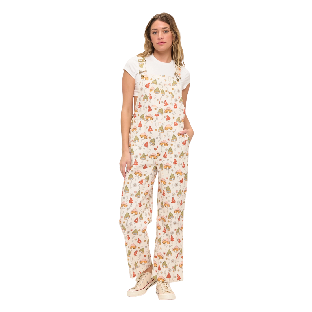 Retro Mushroom Garden Overalls