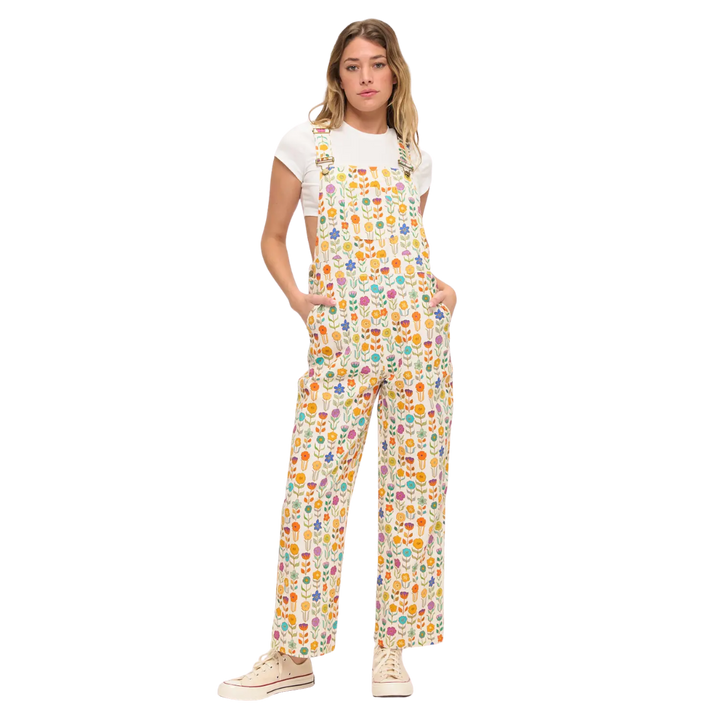 Retro Mod Floral Overalls
