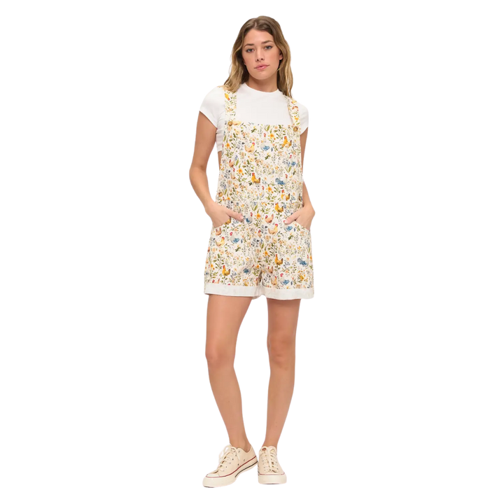 Rooster & Floral Shortalls
