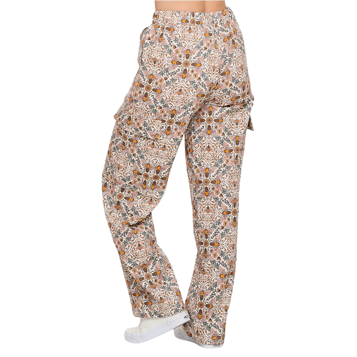Bee Floral Print Cargo Pants