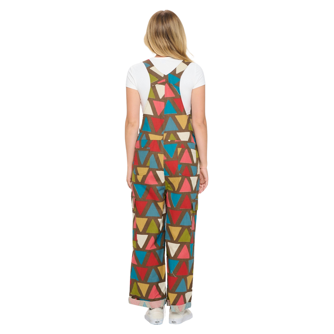 Colorful Traingle Print Overalls