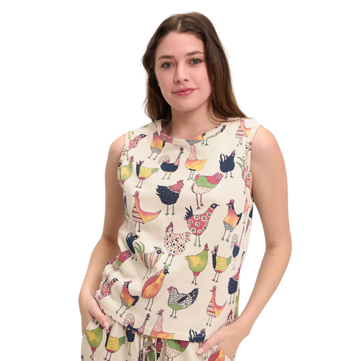 Colorful Rooster Sleeveless Top