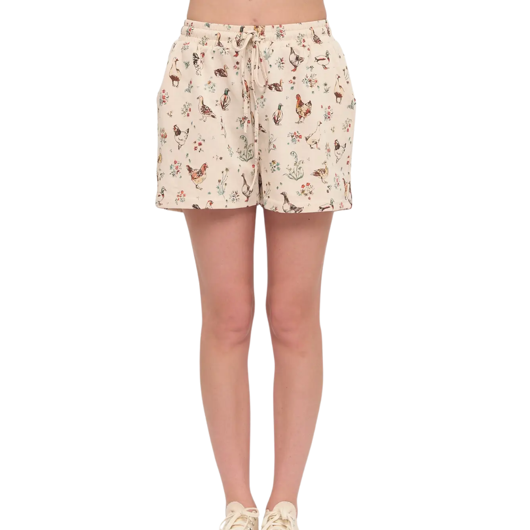 Ducks and Chicken Floral Shorts