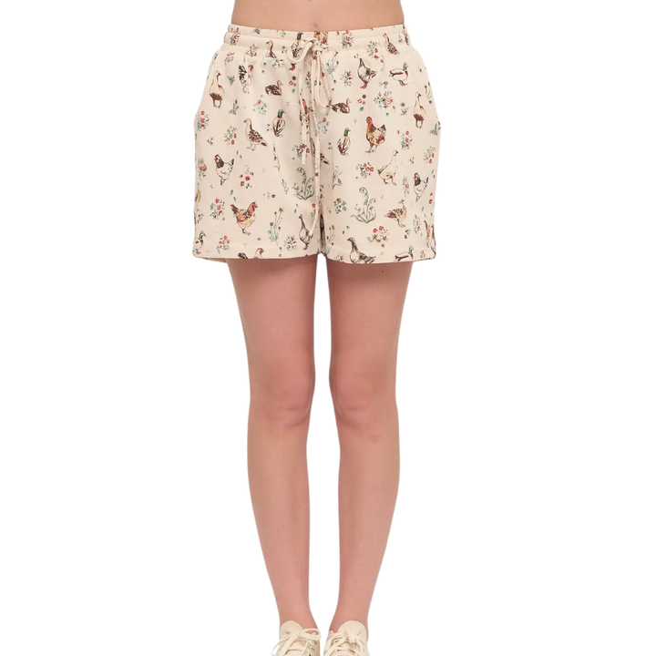 Ducks and Chicken Floral Shorts