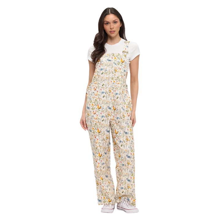 Rooster and Floral Overalls