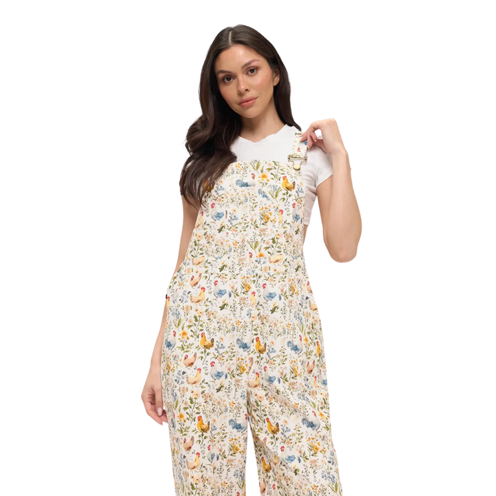 Rooster and Floral Overalls