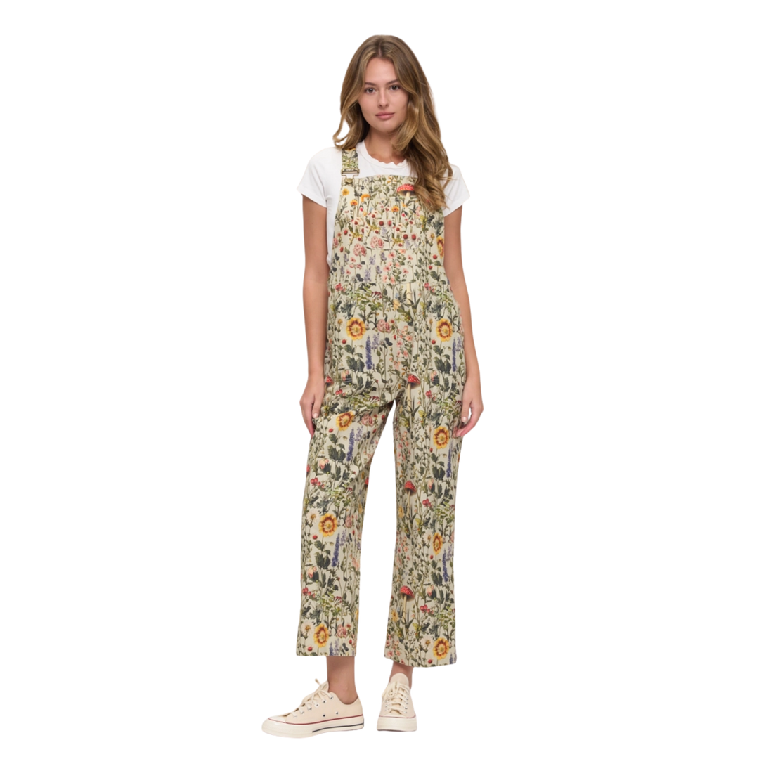 Floral Meadowland Print Overalls