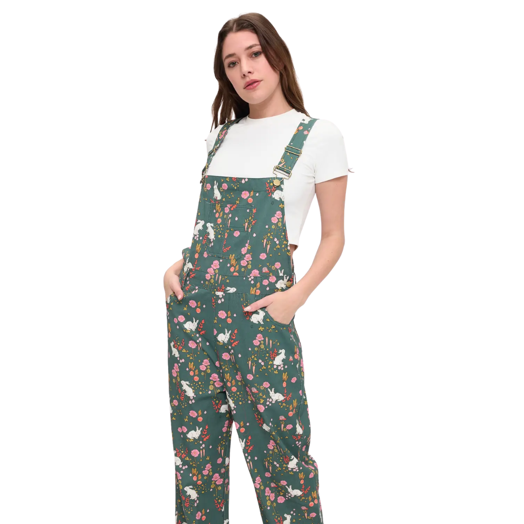 Floral Bunny Overalls