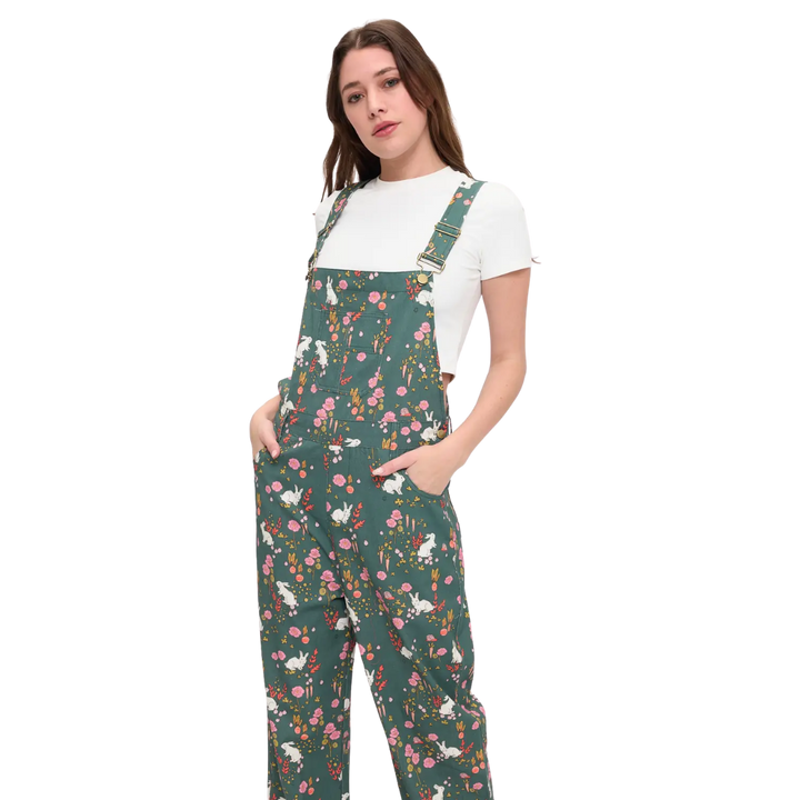 Floral Bunny Overalls