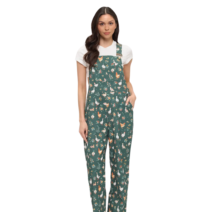 Ducks and Chickens Floral Overalls