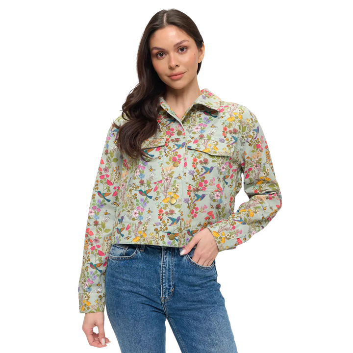 Green Floral Humming Bird Jacket