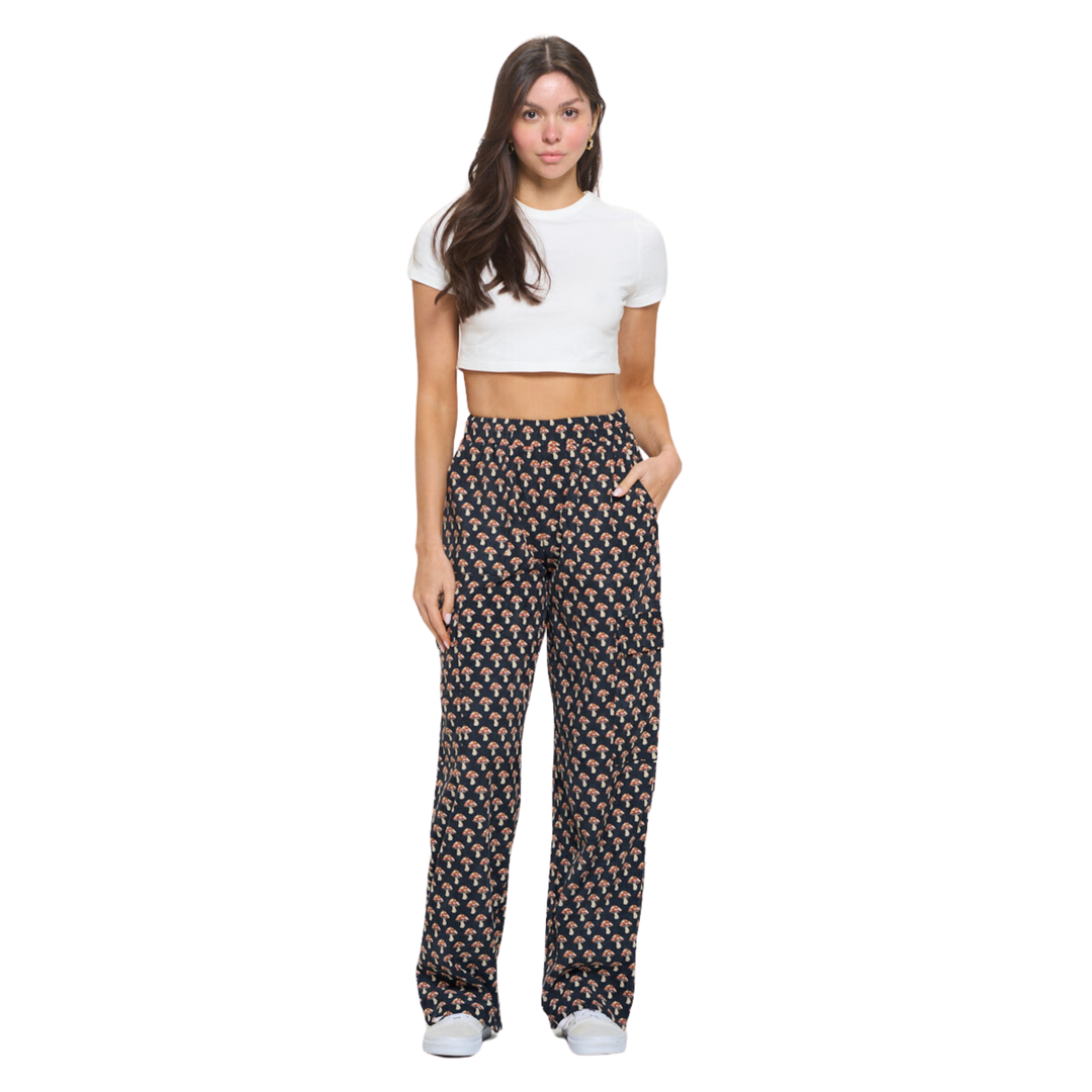 Mushroom Print Corduroy Pants