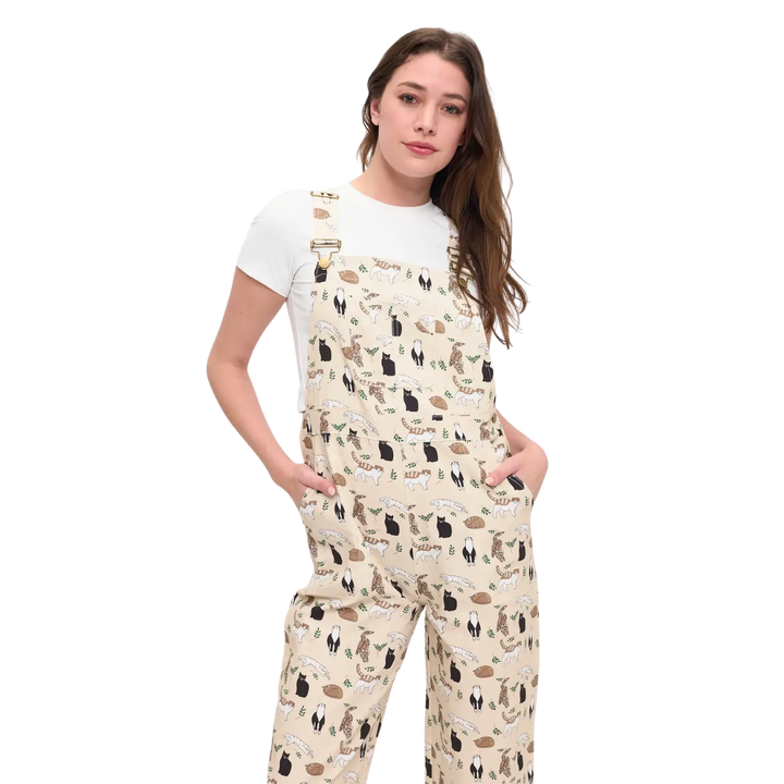 Playful Cats and Leaves Overalls