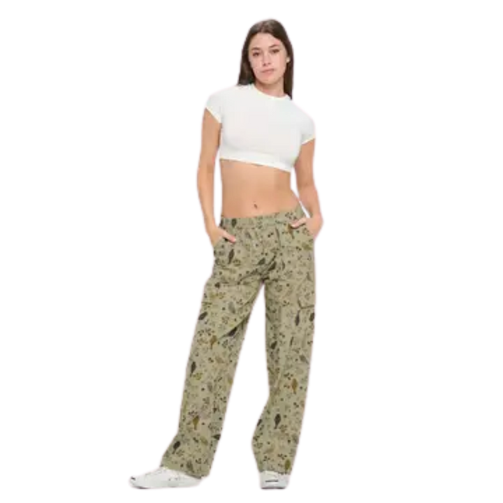 Bird Floral Print Cargo Pants