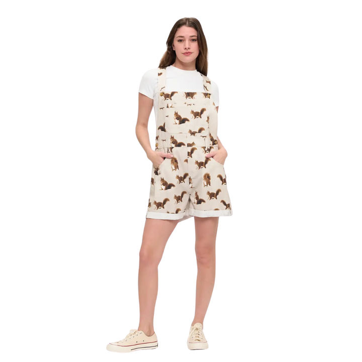 Squirrel Print Shortalls