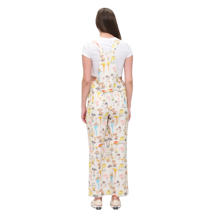 Whimsical Mushroom Print Overalls