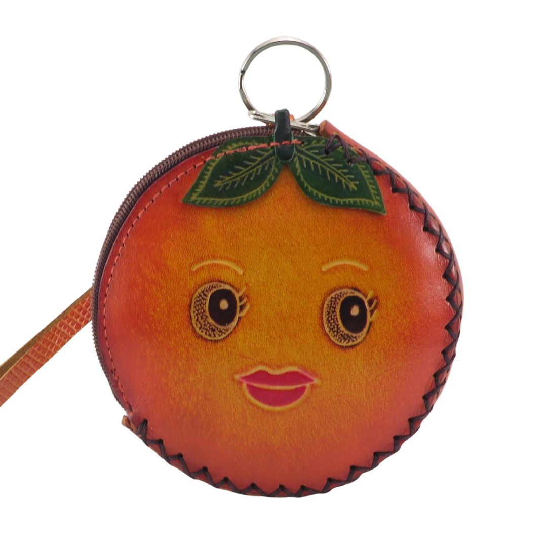 Leather Orange Wristlet Wallet