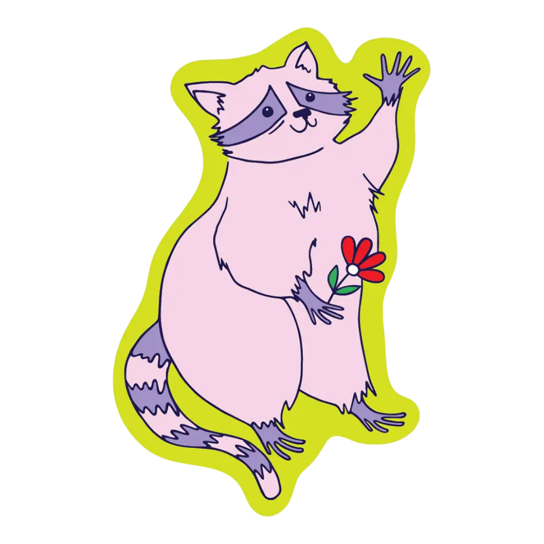 Wave Raccoon Sticker