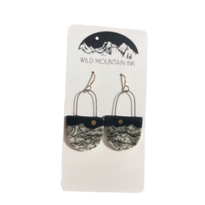 Gold Moon Night Sky Mountain Earrings