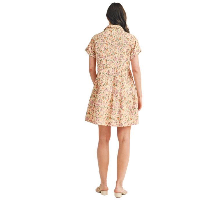 Floral Corduroy Tiered Mini Dress