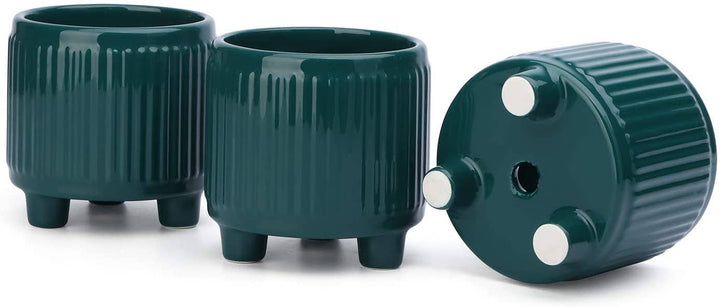 Teal Ceramic Pot with Legs, 3.3"