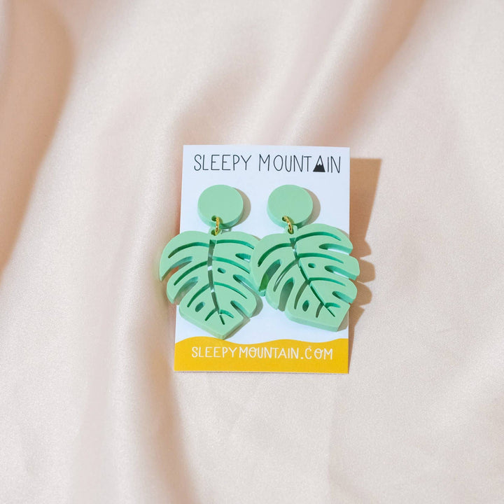 Monstera Leaf Earrings - Acrylic Dangles