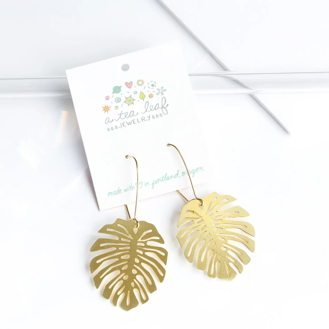 Monstera Deliciosa Leaf Earrings