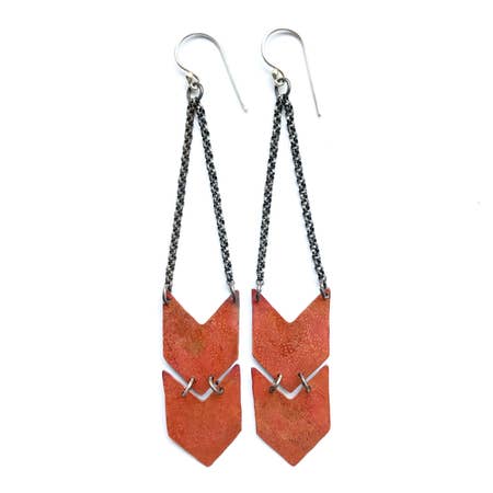 Copper Chevron Earrings - Double