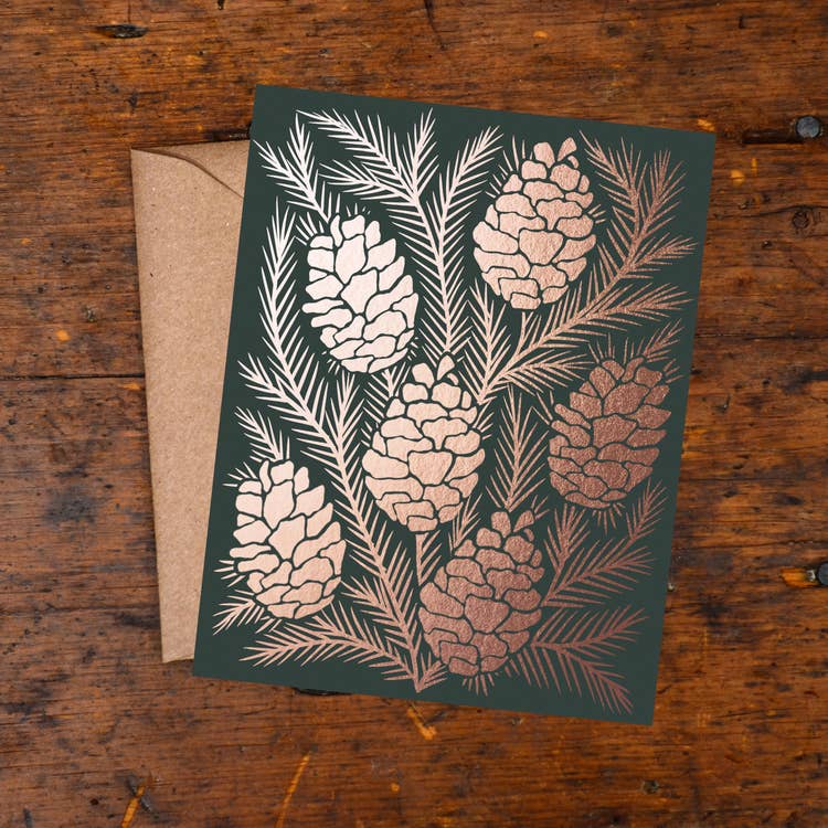 Pinecone Foil Stamped Card Box Set